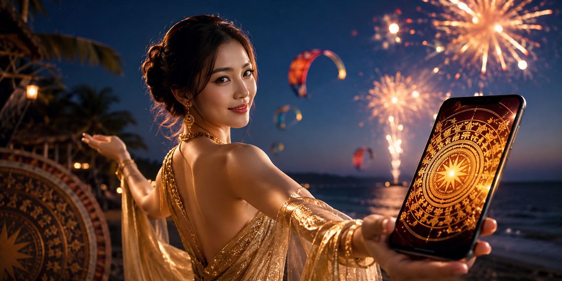 Khung cảnh lễ hội VIP tại Mũi Né với ánh đèn rực rỡ và không khí sôi động
