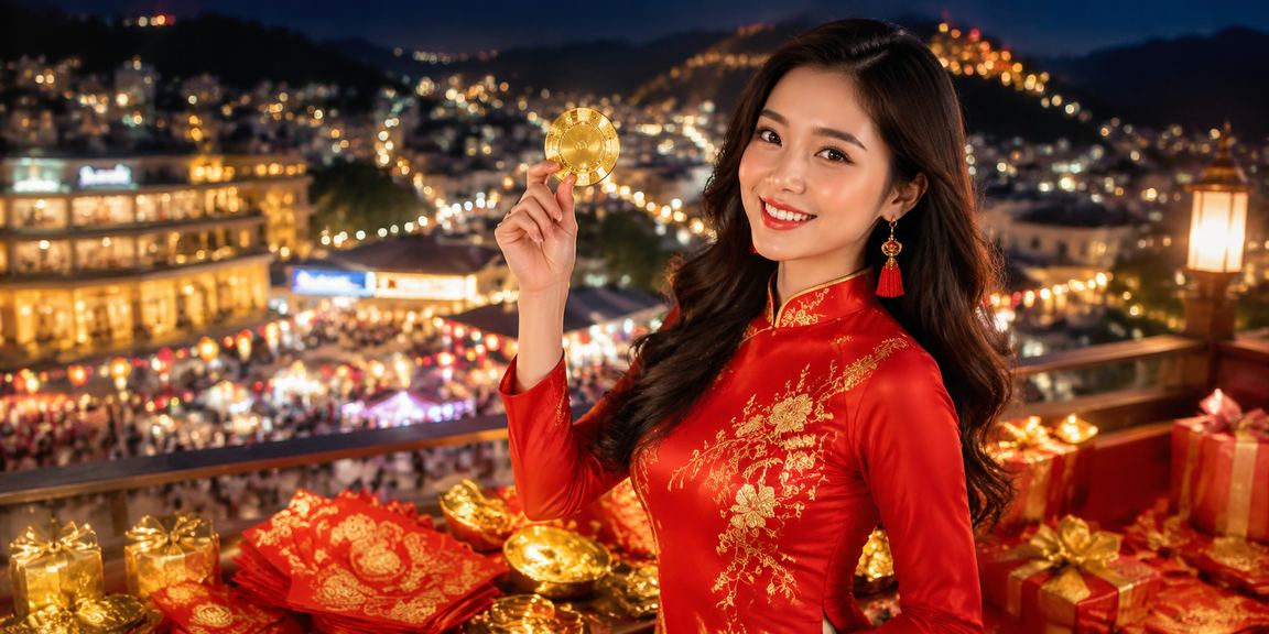 Chợ đêm Sa Pa với phong bì đỏ may mắn và không khí lễ hội rực rỡ mùa xuân